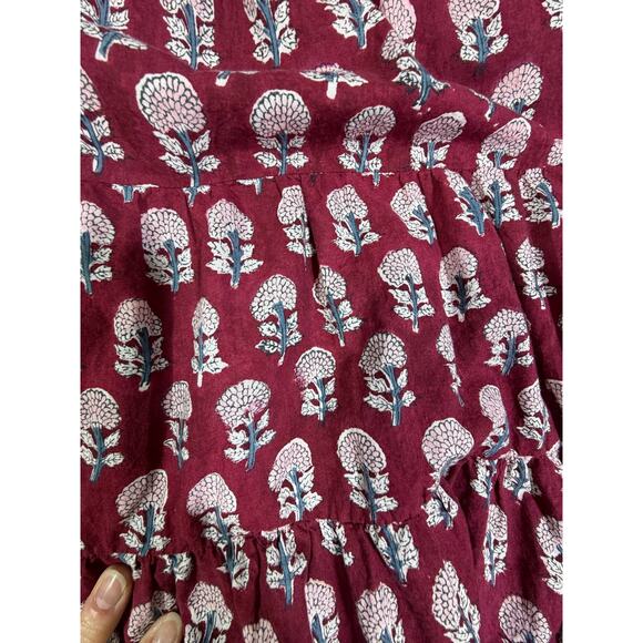 Fox and the Mermaid Women Medium Red Short Sleeve Cottagecore Boho Maxi Dress - Picture 8 of 11